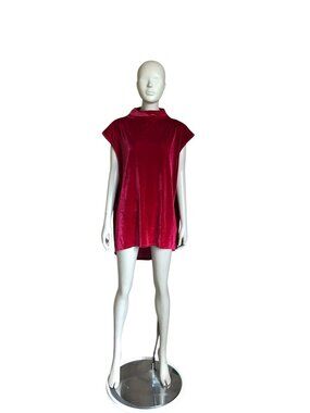 Sweet Pea Red Velvet Mock Neck Blouse